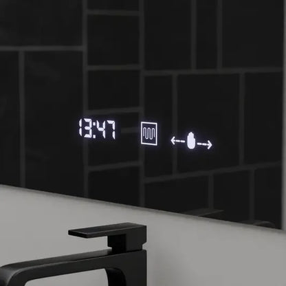 Téglalap alakú LED -tükör, 80x60cm, Absolu MotionGlow Marcello, leolvasztási rendszer, óra és hőmérő, kozmetikai lup