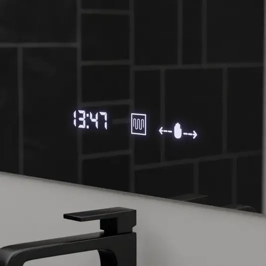 Téglalap alakú LED -tükör, 80x60cm, Absolu MotionGlow Marcello, leolvasztási rendszer, óra és hőmérő, kozmetikai lup