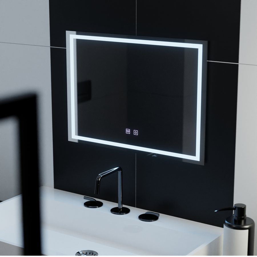 Téglalap alakú LED -tükör, 70x50 cm, érintse meg az Umbria -t, a szennyeződéses rendszer, Dimable