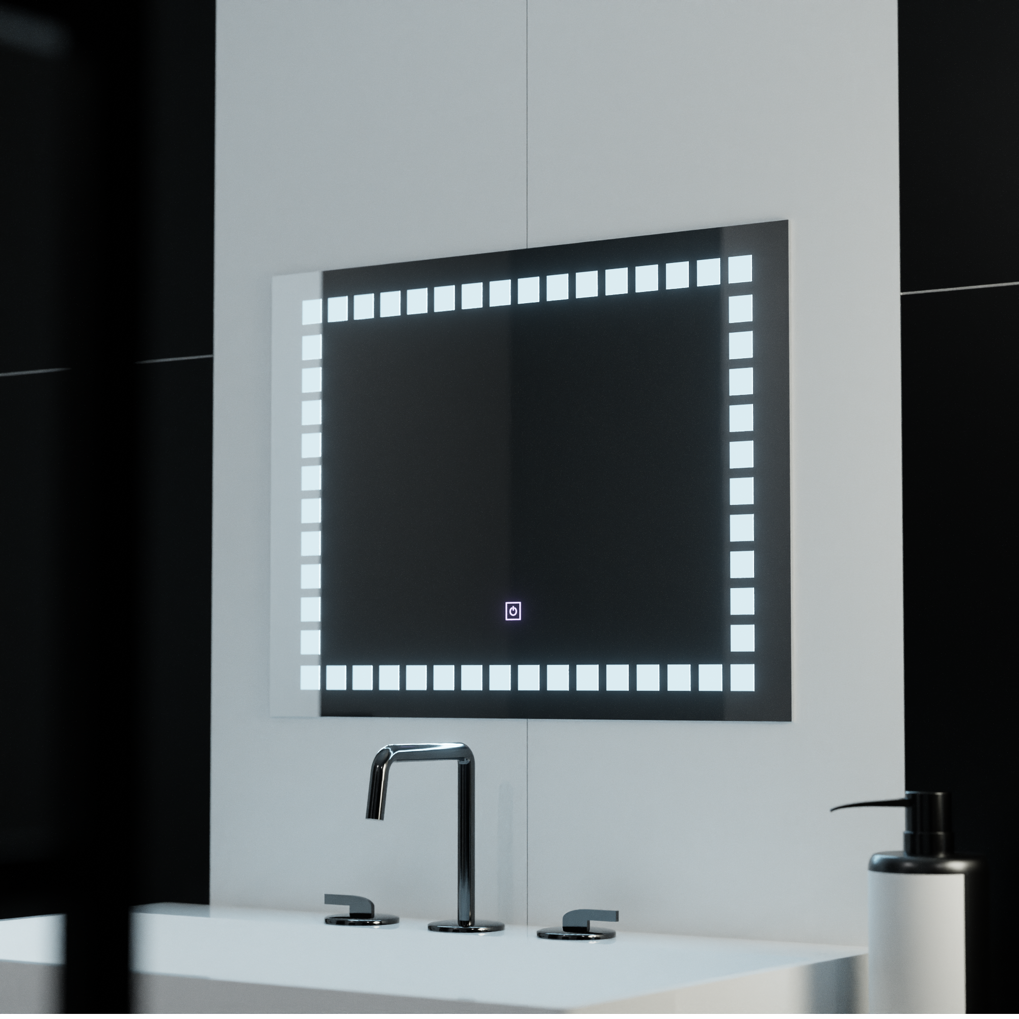 Tükör LED téglalap alakú 80x60cm rács könnyű alapvető érintés