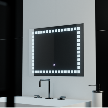 Téglalap alakú LED -tükör, 80x60 cm, gid könnyű alaptés
