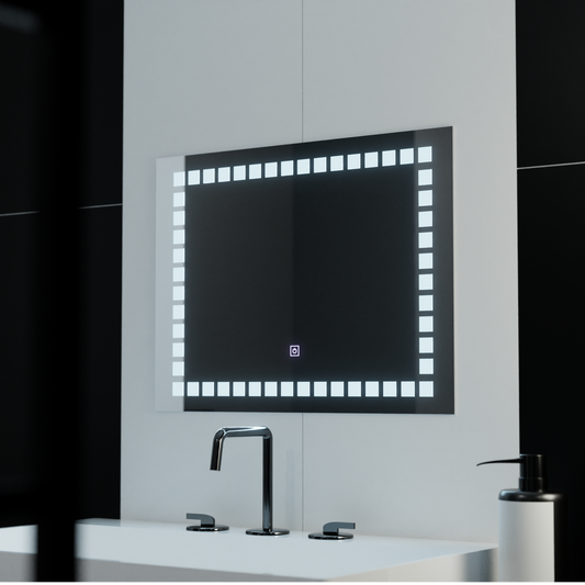 Téglalap alakú LED -tükör, 80x60 cm, gid könnyű alaptés