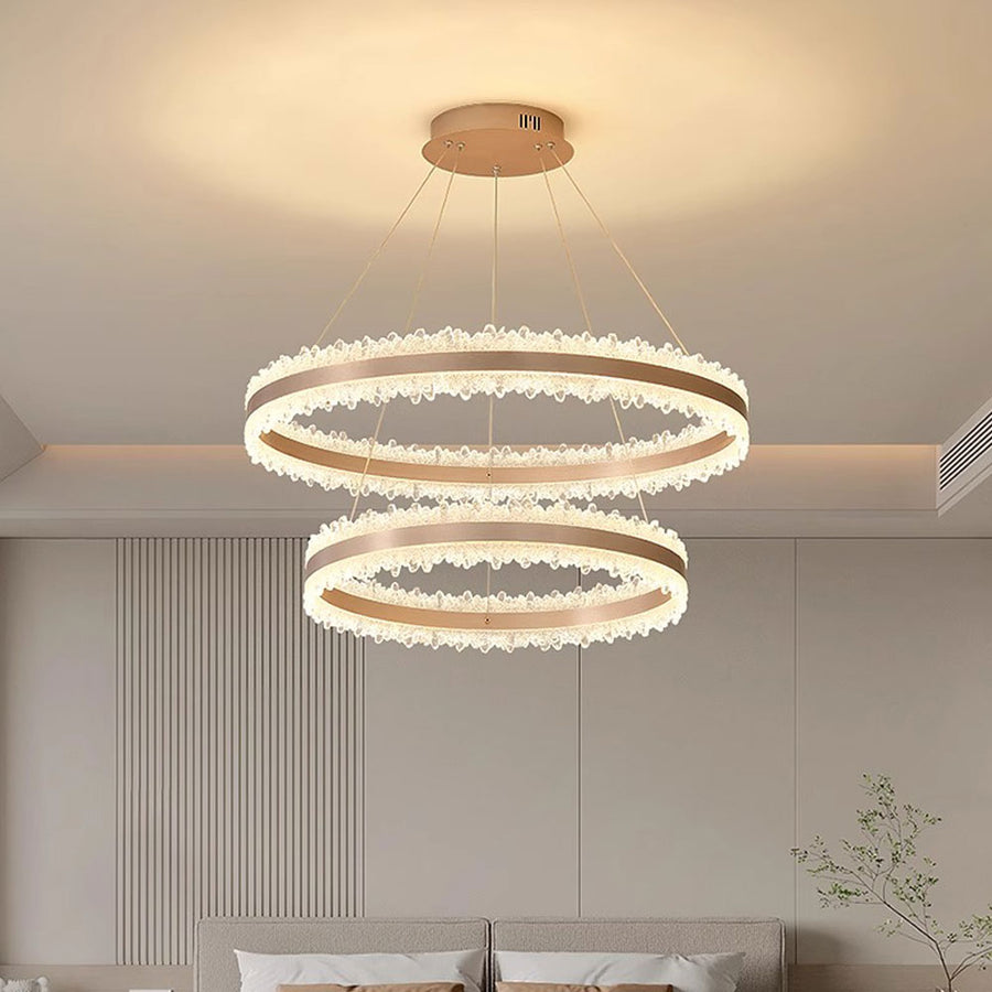 LED -csillár, amelyet távirányítóval felfüggesztettek Fosco 126W, hideg/forró/semleges fény, instabil, állítható magasság, arany