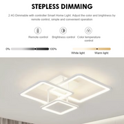 LED csillár ZOE távirányítóval, 60W, 3 négyzet, hideg/meleg/semleges fény, szabályozható, fehér