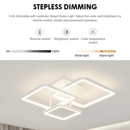 LED csillár ZOE távirányítóval, 60W, 3 négyzet, hideg/meleg/semleges fény, szabályozható, fehér