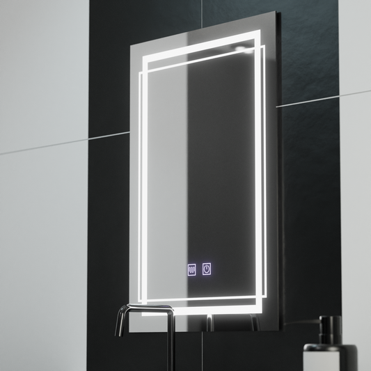 Téglalap alakú LED -tükör, 50x70 cm, Koven Touch, Despantile rendszer, Dimable