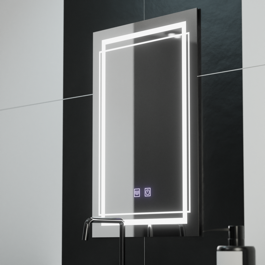 Téglalap alakú LED -tükör, 50x70 cm, Koven Touch, Despantile rendszer, Dimable