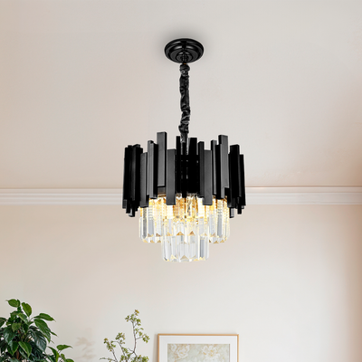 Crystal Blois Petito 3XE14 csillár, 30 cm átmérőjű, fekete, állítható magasság