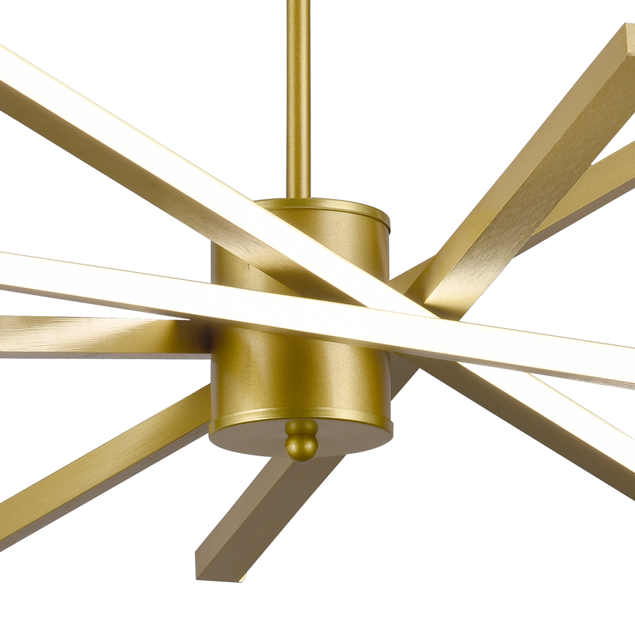 LED csillár távirányítóval LT176/5GD, 69W, 5 elem, hideg/meleg/semleges fény 3000K/4000K/6000K, szabályozható, arany, állítható magasságú, fém és akril