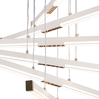 Függesztett akril LED csillár LT183/5WH, 69W, fény 3000/4000/6000K, fehér, állítható magasságú