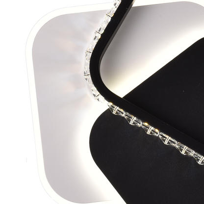 LED -csillár Prismiq 34W Crystal, 3 négyzet, hideg/forró/semleges fény, fekete