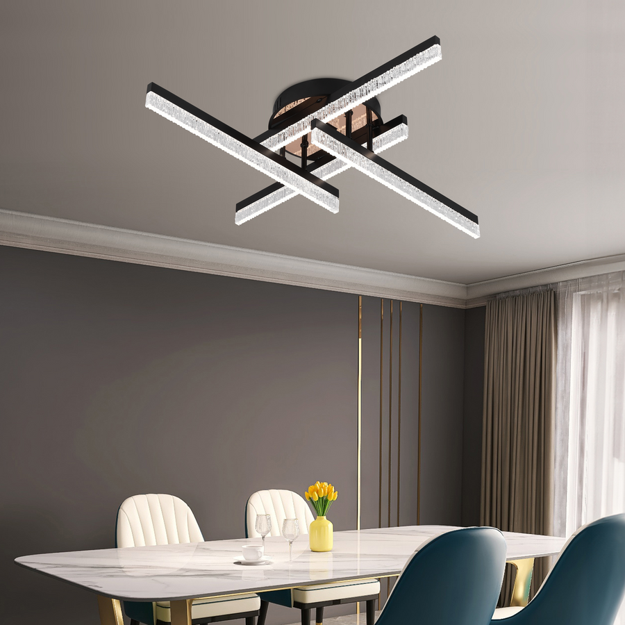 LED csillár távirányítóval LT179/4BK, 35W, 4 elem, hideg/meleg/semleges fény, szabályozható, fekete