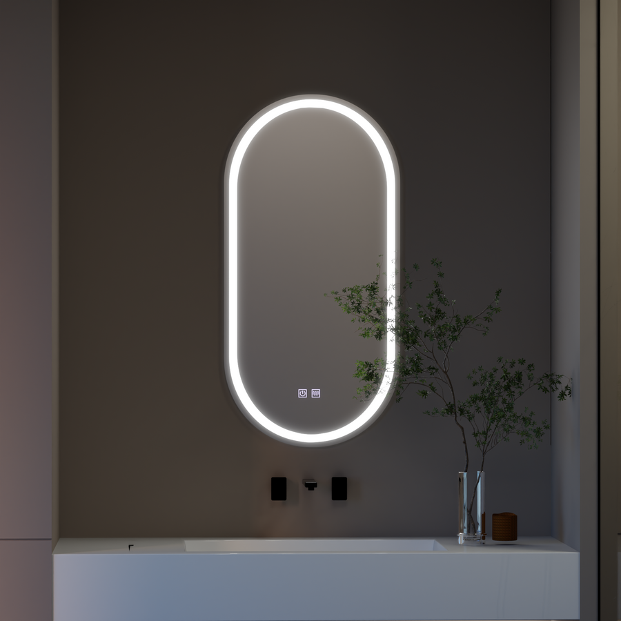 Ovális LED -tükör, 50x100cm, Velara Touch, Szabadságrendszer, Dimable