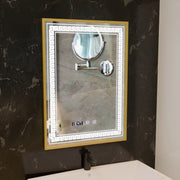 Mirror LED Touch Bruno osztály helyettese, óra és hőmérséklet 60x80 cm Ezüstcsiszolt keret