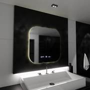 Mirror LED téglalap alakú 60x60 aura riflesso puro mozgásglow marcello, letiltási rendszer, hőmérő és óra