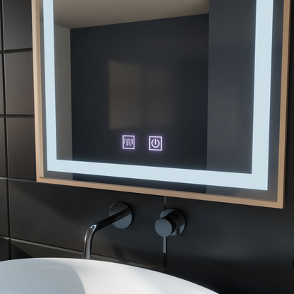 LED Touch Kariri tükör, 60x80 cm, leolvasztási funkció, arany rózsacsiszolt keret
