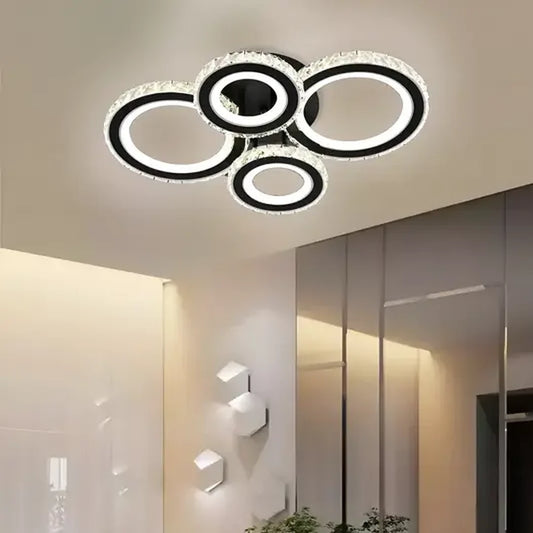 LED -csillár távirányítóval és Crystal Nova RGB 68W, 4 kör, hideg/forró/semleges fény, instabil, fekete