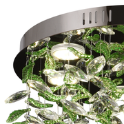 Crystal LED csillár LLC211/400GN kerek, 22W, hideg/meleg/semleges fény, zöld kristályok, fényes króm