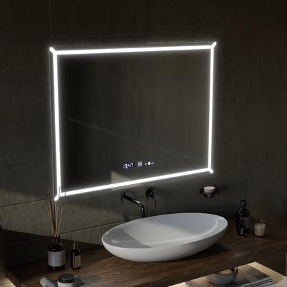 Téglalap alakú LED -tükör, 60x80 cm, Villaytouch Marcello, Desmantile System, Dimable