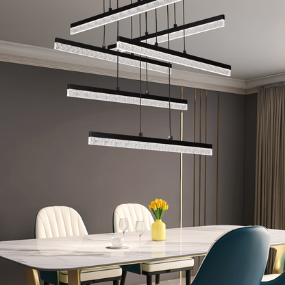 Függesztett kristály LED csillár LT181/6BK, 84W, fény 3000/4000/6000K, fekete, állítható magasságú