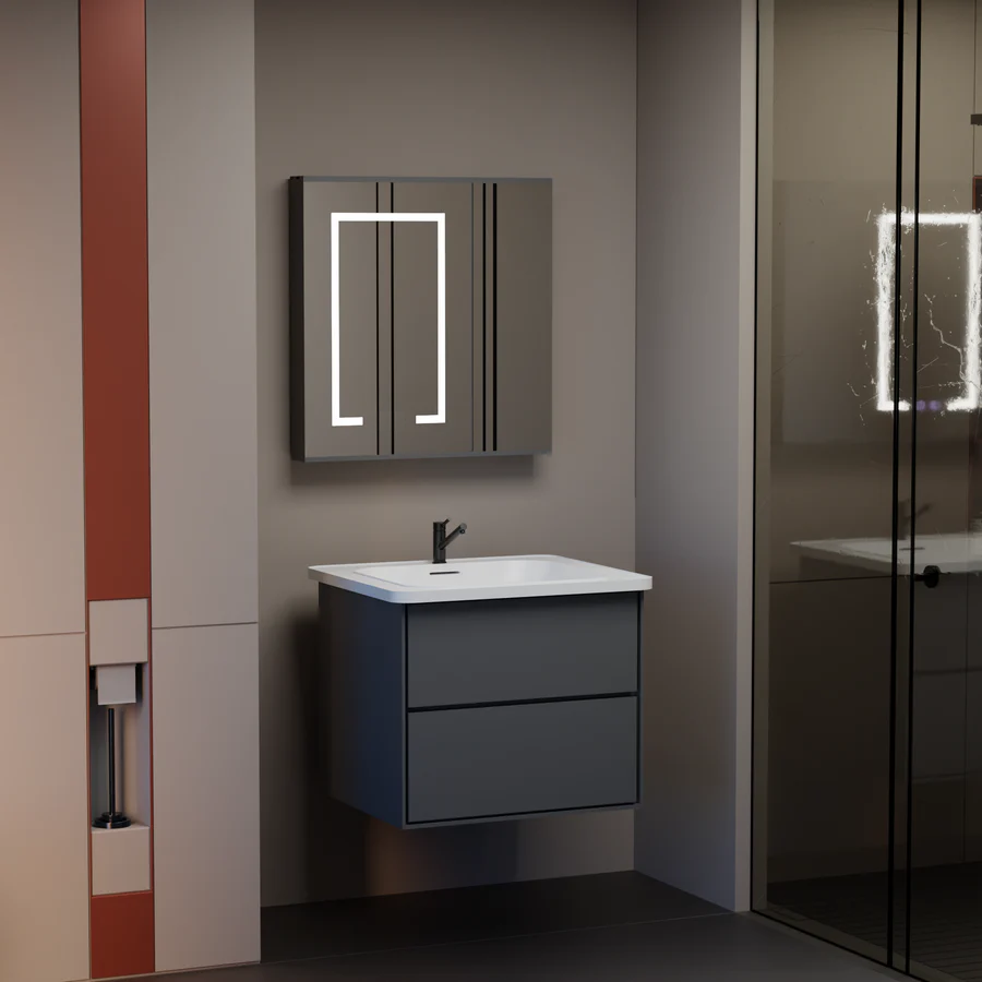 Santorini fürdőszoba bútorkészlet, 60x50 cm, 2 darab, szürke és fehér