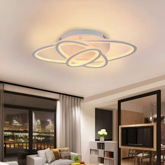 LED -csillár 83W -os Gentian távirányítóval, 3 ellipszis, hideg/forró/semleges fény, instabil, fehér