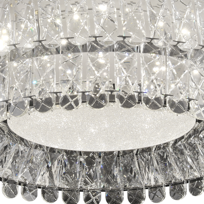 LED csillár LLC130/1CH, kristály és fém, 31 W, 1 kör, szabályozható, állítható magasságú, hideg/meleg/semleges fény, luxus világítás