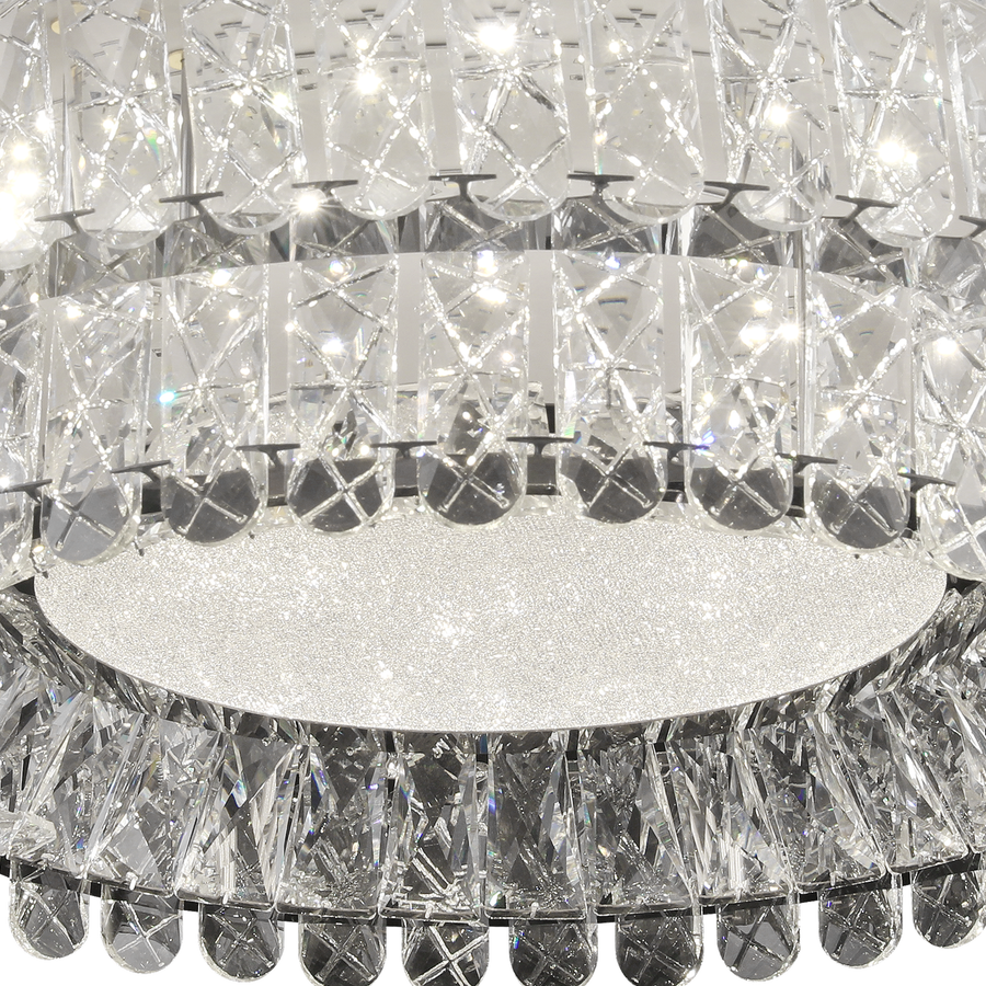 LED csillár LLC130/1CH, kristály és fém, 31 W, 1 kör, szabályozható, állítható magasságú, hideg/meleg/semleges fény, luxus világítás