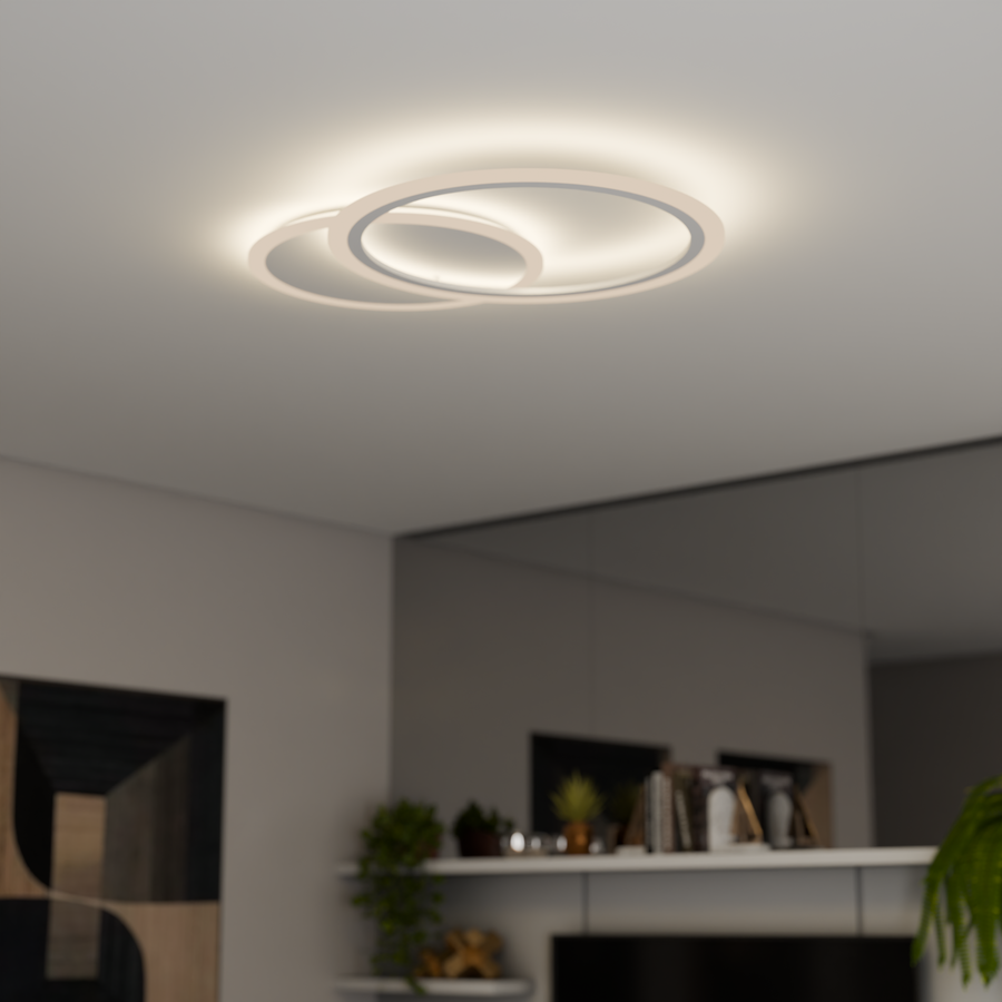 LED -csillár Lucy 40W távirányítóval, 2 kör, hideg/forró/semleges fény, instabil, fehér