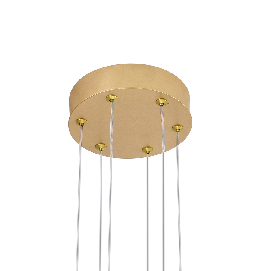 Lustra LED cu telecomanda ,Suspendata 73W, 3 Elemente, lumina Rece/Calda/Neutra, Dimabila, Inaltime Reglabila, Auriu