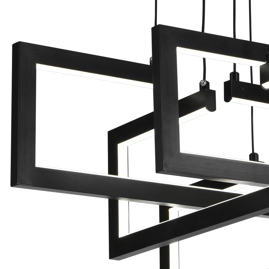 Lustra LED cu telecomanda ,Suspendata 98W, 4 Elemente, lumina Rece/Calda/Neutra, Dimabila, Inaltime Reglabila, Negru