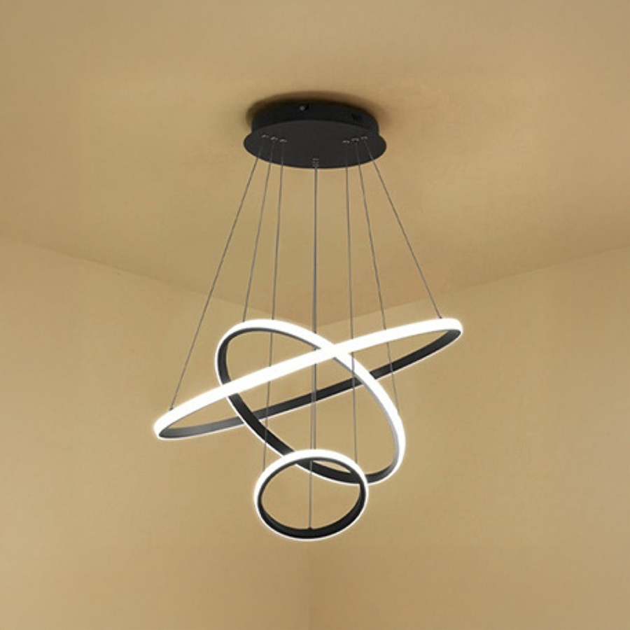 Ricci 45W felfüggesztett LED, 3 kör, hideg/forró/semleges fény, fekete, állítható magasság