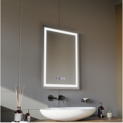 LED Touch Gustav tükör behatolási rendszer, óra és hőmérséklet 60x80 cm