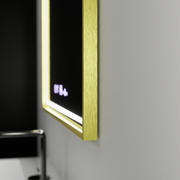 Téglalap alakú LED -tükör, 80x60 cm, Royale Gold MotionGlow Marcello, Deprover, óra és hőmérő, dimálható