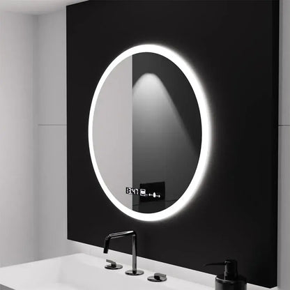 Kerek LED -tükör, 70 cm, Elysee MotionGlow Marcello, leolvasztási rendszer, óra és hőmérő, dimálható
