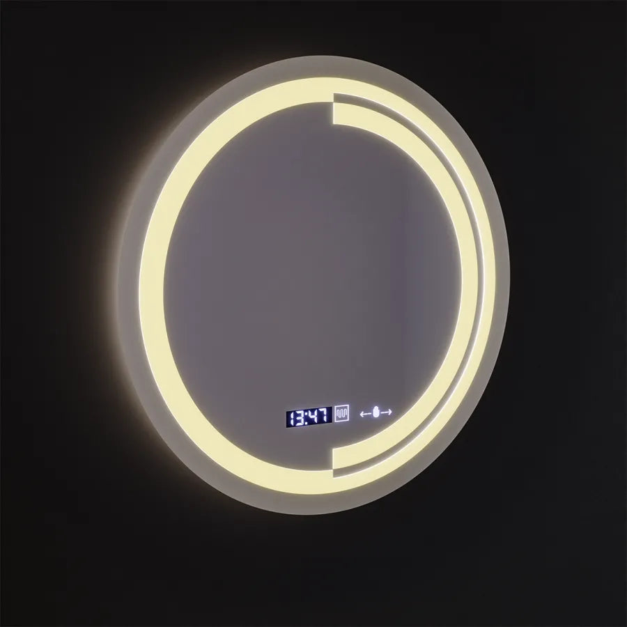 60 cm -es kerek LED -es tükör mozgásgátló érzékelő consuel marcellow dimable órás leolvasztási rendszer