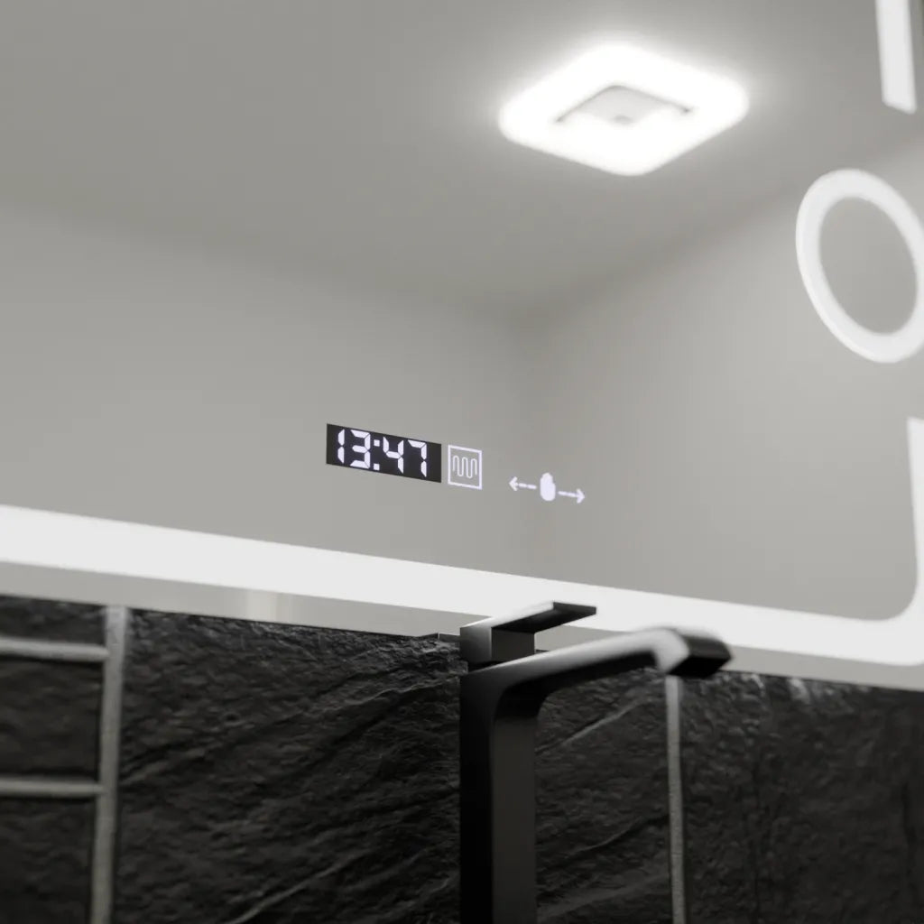 Mirror LED téglalap alakú 80x60cm eclat mozgásglow marcello óraszíni rendszer és farkas hőmérő dimable kozmetikum