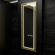 Téglalap alakú LED -tükör, 45x140 cm, Elena érzékelő radar Marcello, Desbriation System, óra és hőmérő, Dimable, öltözködés couture