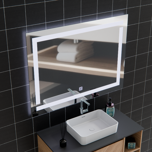 Giga LED tükör, 80x60cm, Ezüst, Touch, 6000K fény