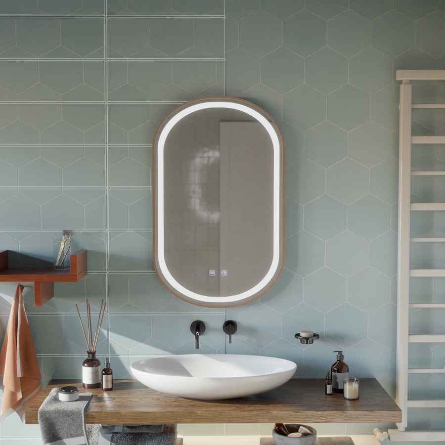 LED Touch Mirror Import betegségrendszer 50x80 cm rózsa arany keret