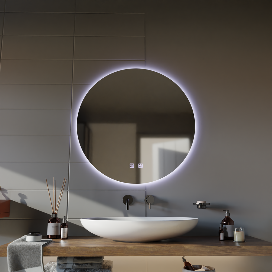 Kerek LED -tükör, 70 cm, Isolda, érintés