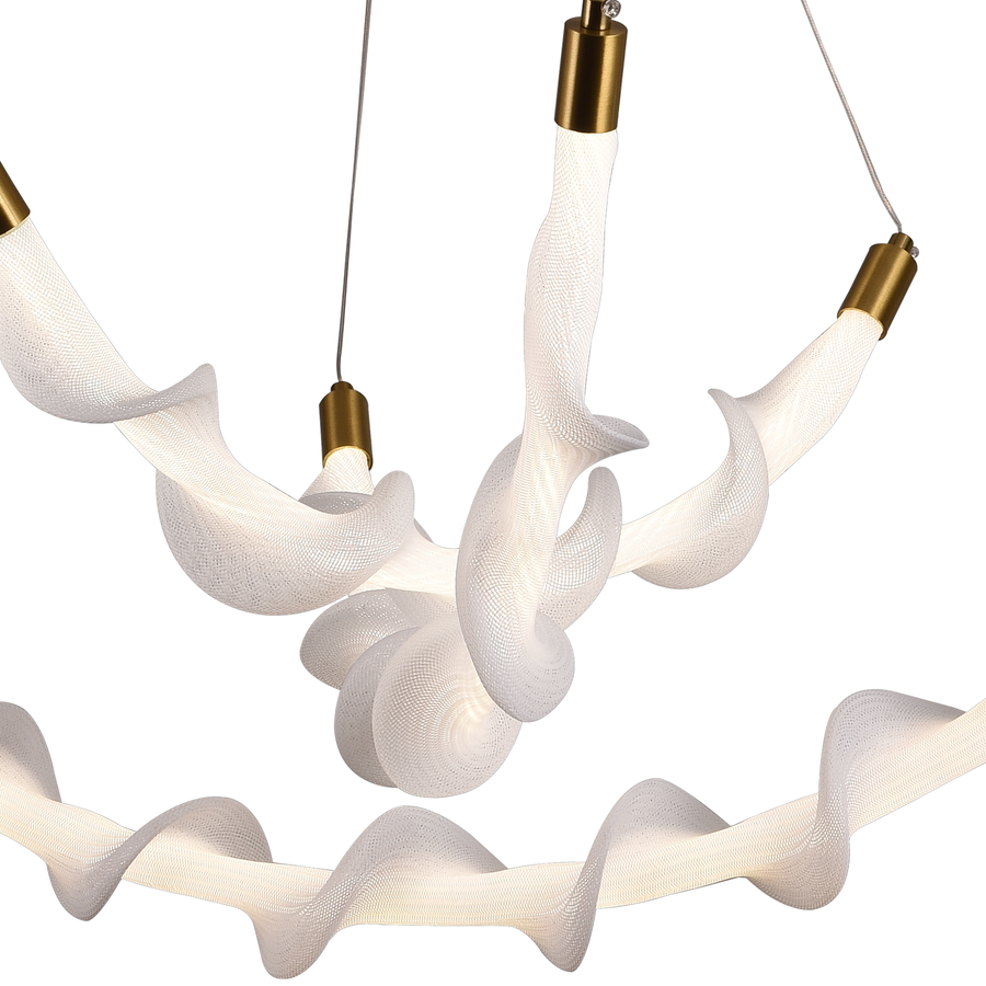 Függesztett akril LED csillár LT760/3GD, 28W, meleg/semleges/hideg fény 3000/4000/6000K, fehér, állítható magasságú, fém és akril