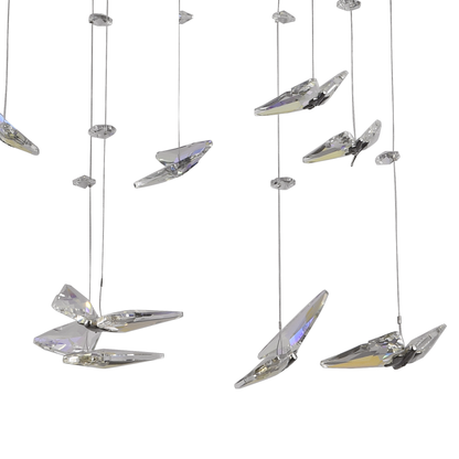 LED -csillár, távirányítóval és Crystal Mia Latifah 70W -vel felfüggesztve, 2 kör, hideg/forró/semleges fény, instabil, fényes króm, állítható magasság