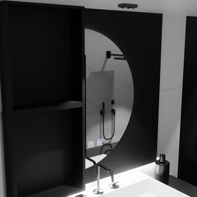 FELHOLD Crescent LED tükör, 220x110cm, Touch System, Hideg fény 6000K, Tompítható