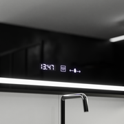 Téglalap alakú LED -tükör, 100x80 cm, Verite Majes Noir Motionglow Marcello, leolvasztási rendszer, óra és hőmérő, dimálható
