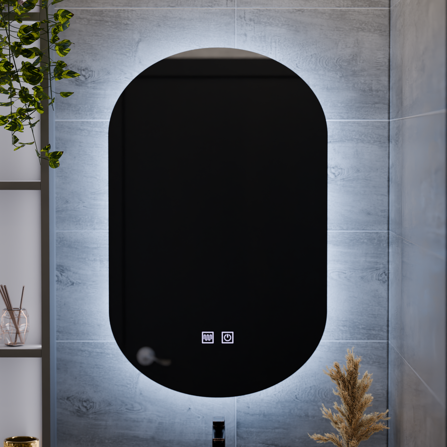 Ovális LED tükör, 50X80cm, E14S/50X80, Érintős, Páramentesítő rendszer
