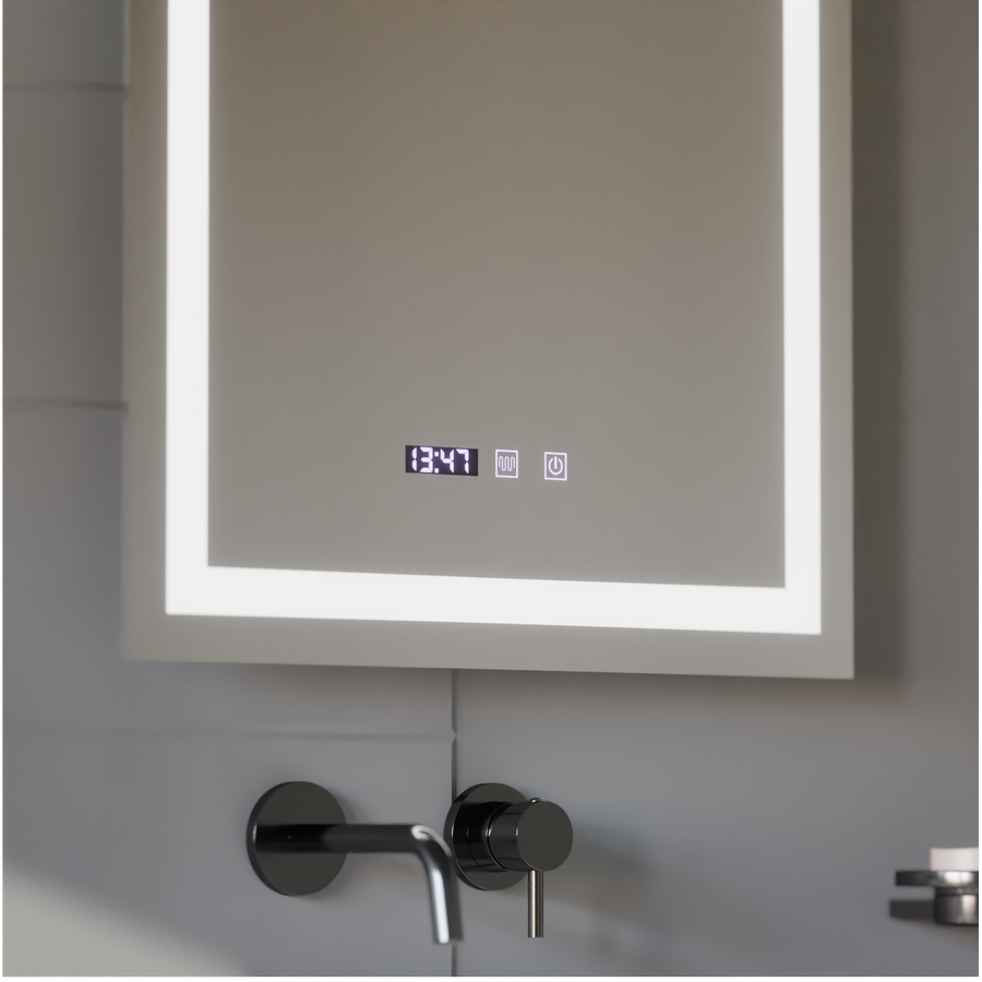 LED Touch Gustav tükör behatolási rendszer, óra és hőmérséklet 60x80 cm