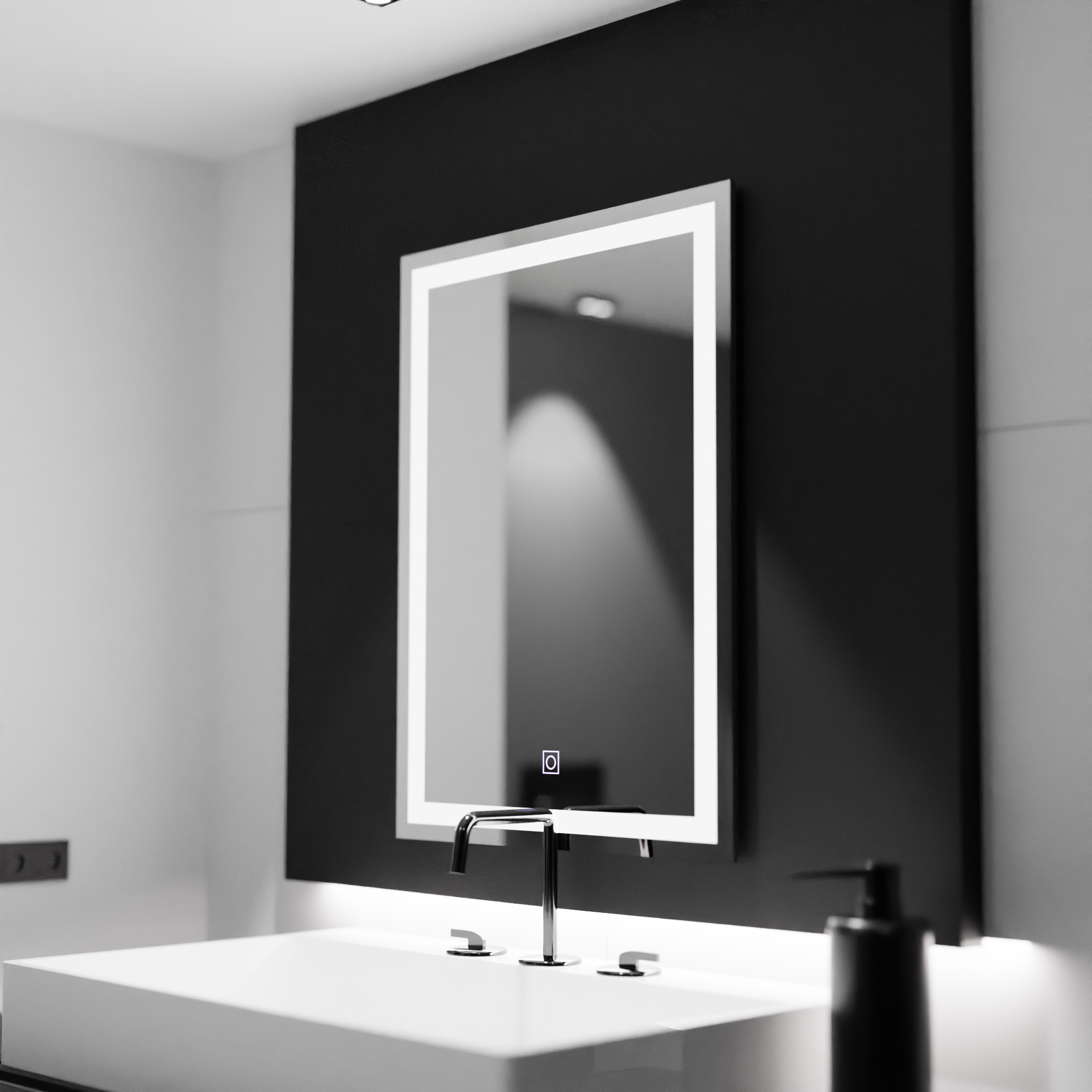 Téglalap alakú LED tükör 60x80cm keret alapvető érintés