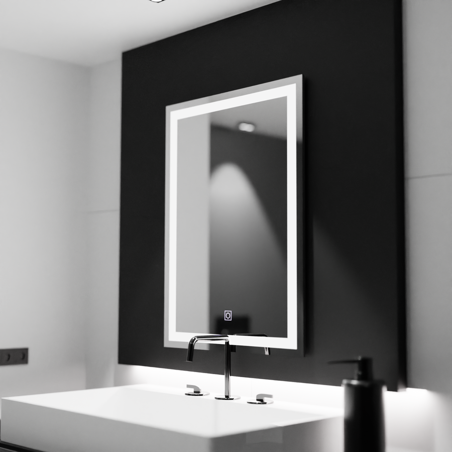 Téglalap alakú LED -tükör, 60x80 cm, keret alapvető érintés