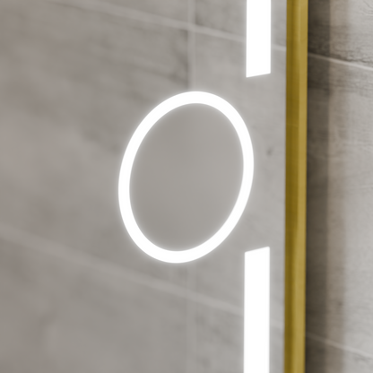 Téglalap alakú LED -tükör, 110x65cm, ECLAT MotionGlow Marcello, leolvasztási rendszer, óra és hőmérő, kozmetikai lup
